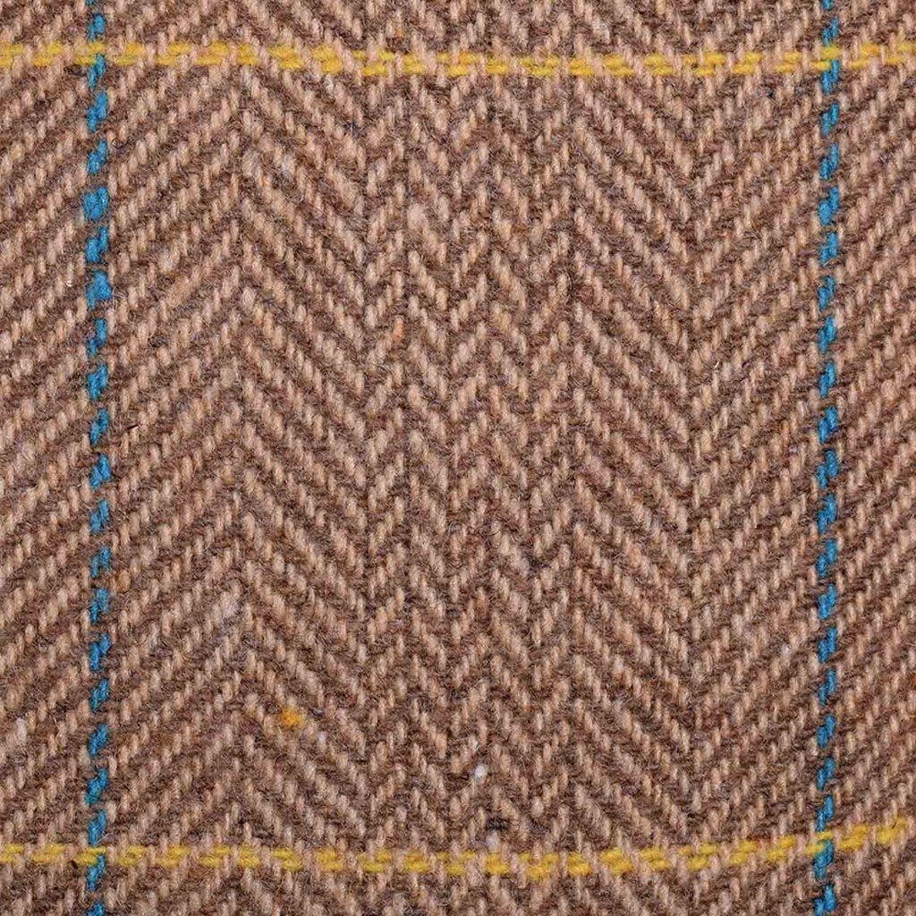 Brown Herringbone Overcheck Blended Wool Fabric | JWB-16