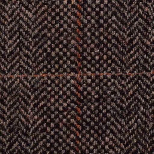 [46409] Brown Herringbone Overcheck Blended Wool Fabric | JWB-24