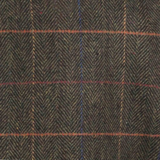 [46415] Green Herringbone Overcheck Blended Wool Fabric | JWB-42