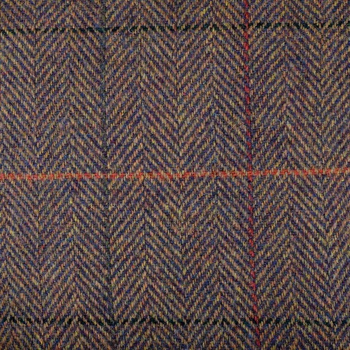 [46416] Green Herringbone Overcheck Blended Wool Fabric | JWB-43