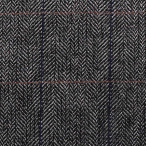 [46419] Grey Herringbone Overcheck Blended Wool Fabric | JWB-17